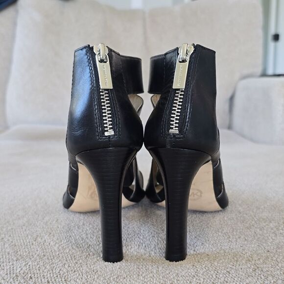 Michael Kors Black Leather Gisele Open Toe Caged Heels - Size 7 - Picture 6 of 16
